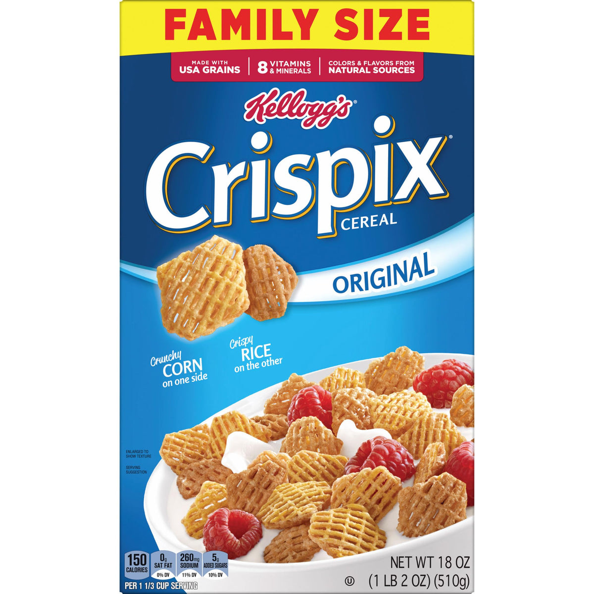 Kelloggs Crispix, Breakfast Cereal, Original, Family Size, 18oz Box