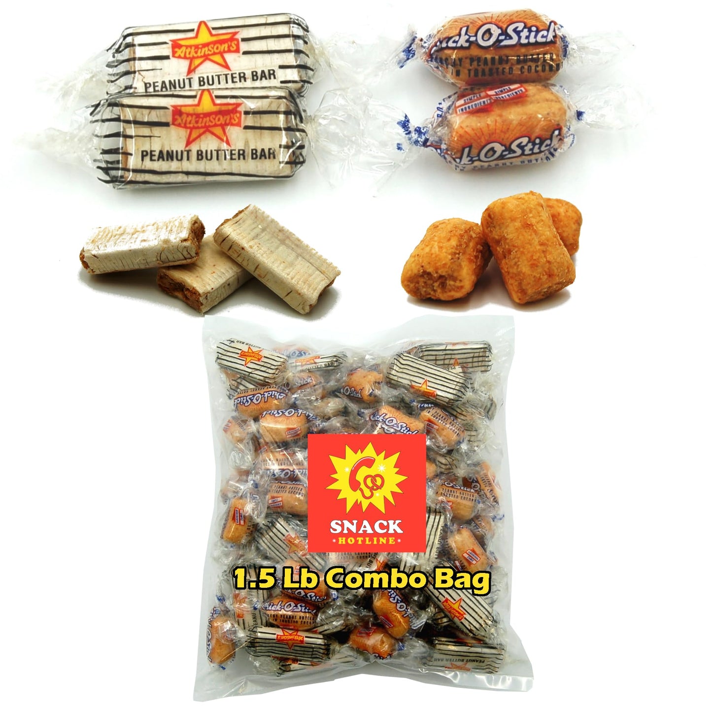 1.5 Lb Bag Chick-O-Stix Nuggets and Peanut Butter Bars - 50/50 of Each Crunchy Candy - Bulk Individually Wrapped-Fresh-Crispy-De