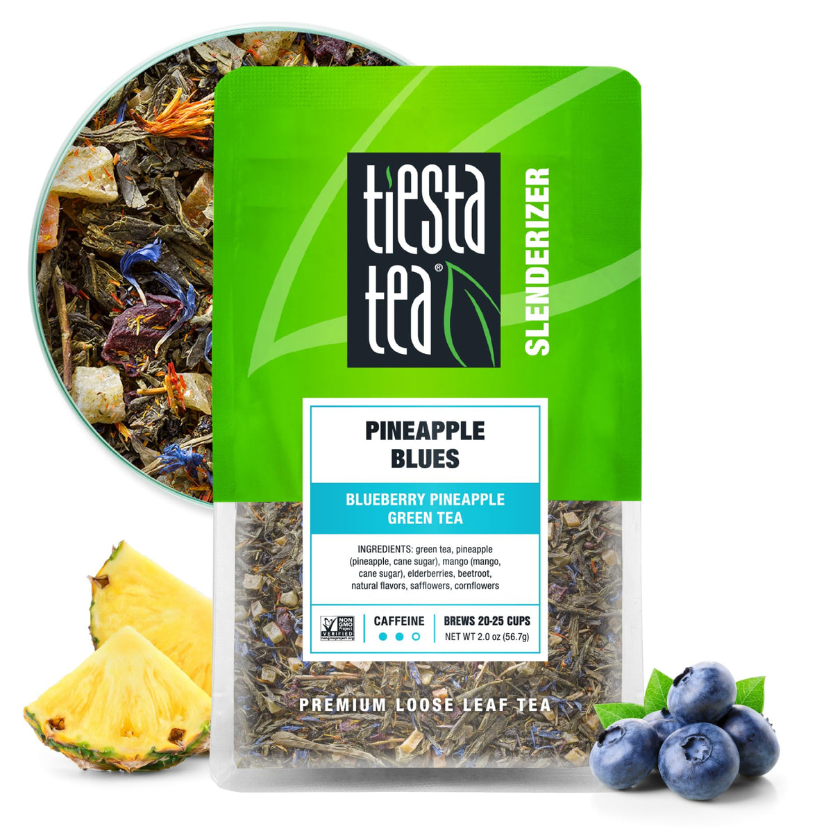 Tiesta Tea - Pineapple Blues | Blueberry Pineapple Green Tea | Premuim Tropical Loose Leaf Tea Blend | Medium Caffeinated Green