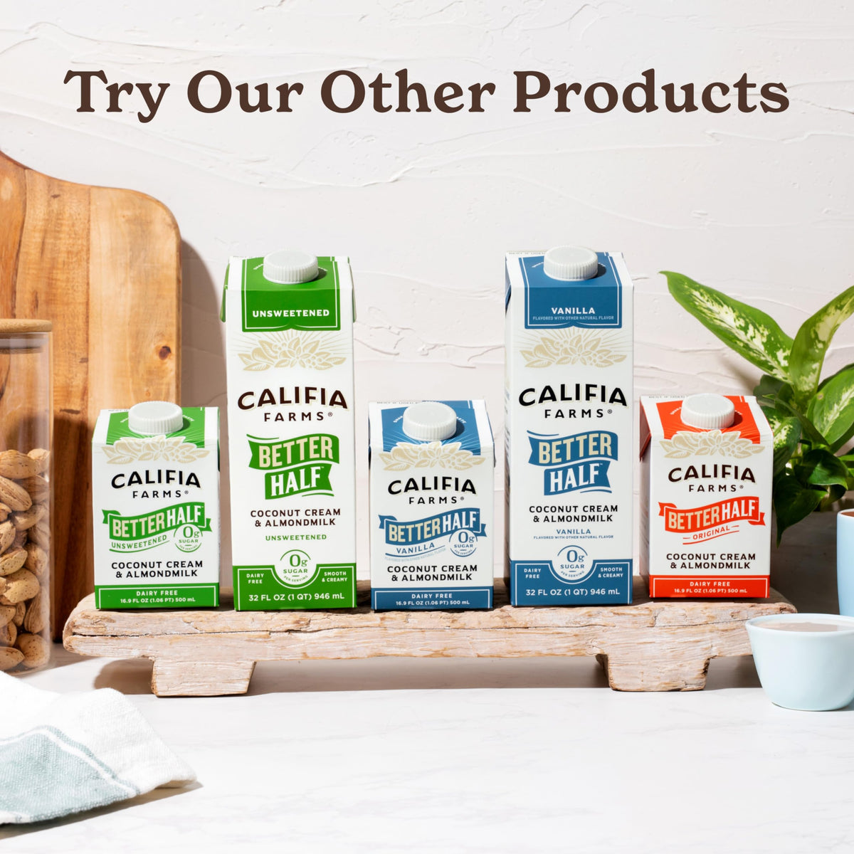Califia Farms - Unsweetened Better Half, Half And Half Substitute, 16.9 Oz (Pack of 6), Almond Milk, Coconut Cream, Coffee Cream