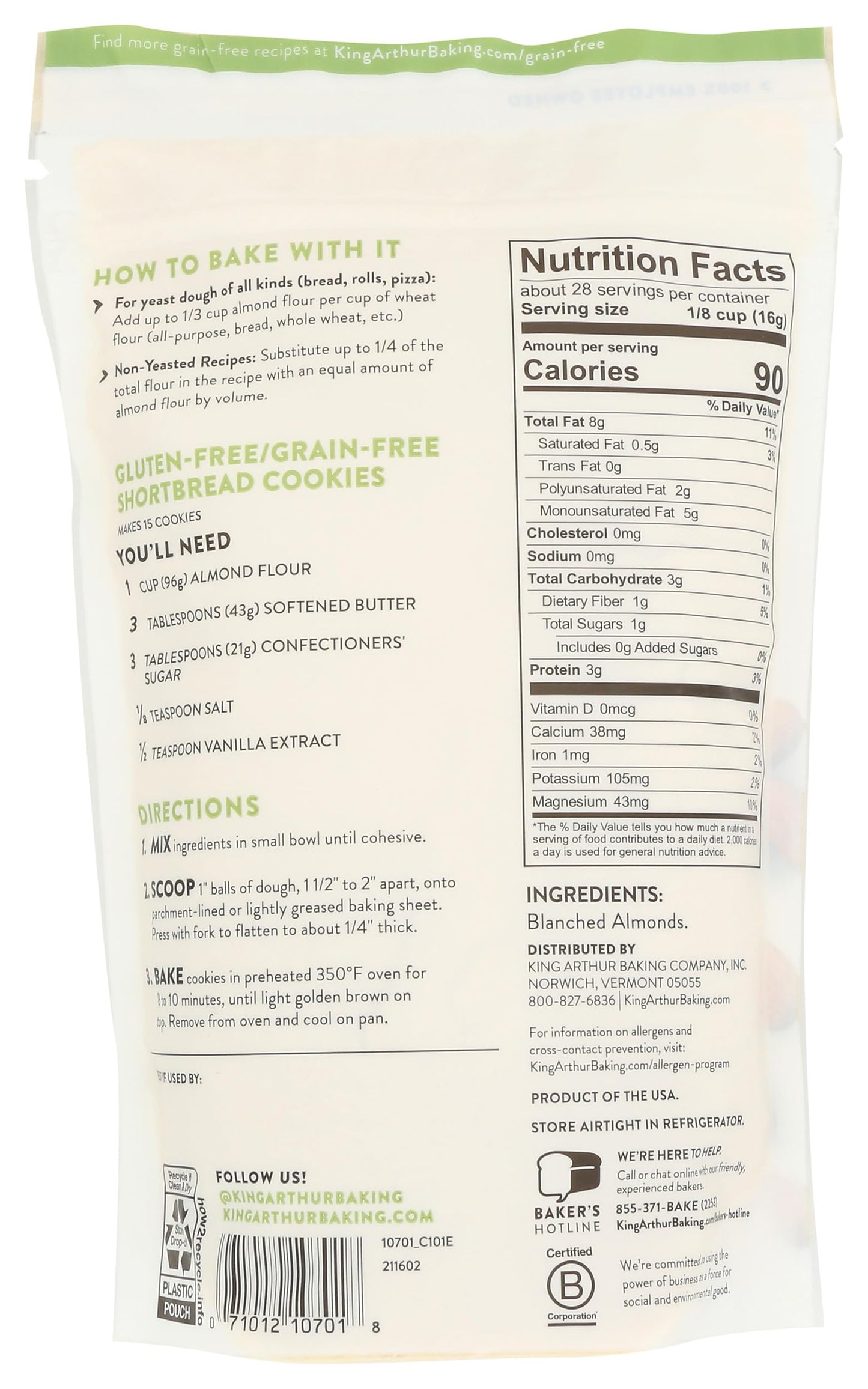King Arthur, Flour Almond, 16 Ounce