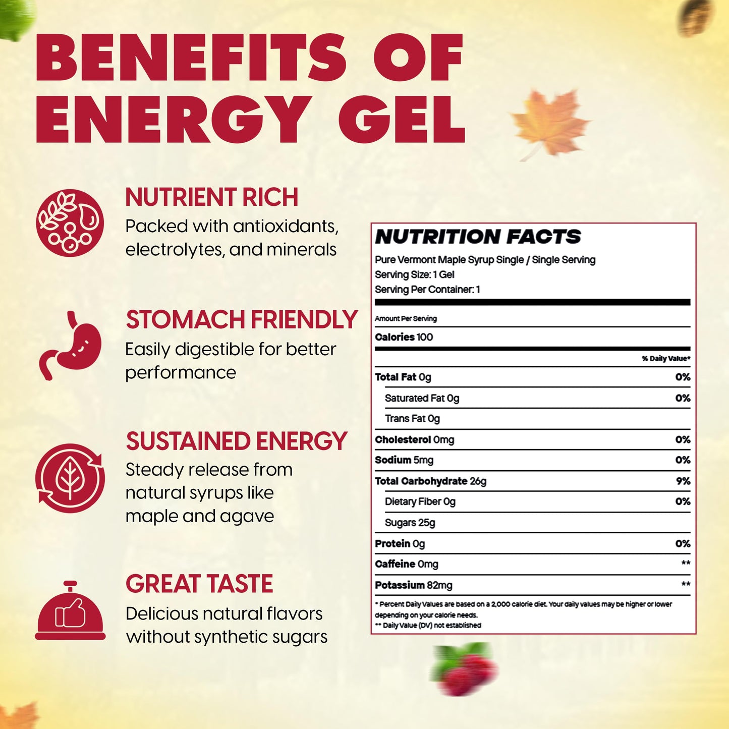 UnTapped Maple Syrup Energy Gels Pack of 20 | 5 All-Natural Flavors Including Coffee  Raspberry  Pure Maple  Citrus  & Cocoa | USDA Organic-Certified Maple Syrup for Long-Lasting Energy