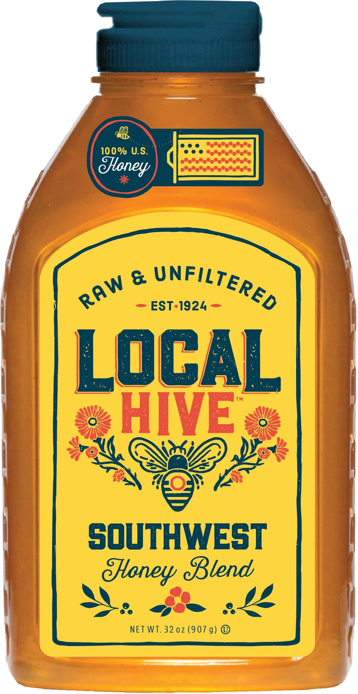 Local Hive Southwest Raw Unfiltered Honey - 32oz, 100% Pure US Honey, Sourced from American Bees and Beekeepers - Natural Sweete