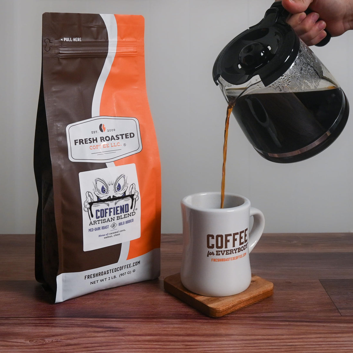 Fresh Roasted Coffee, Coffiend, 2 Lb (32 Oz), Med-Dark Roast, Kosher, Whole Bean