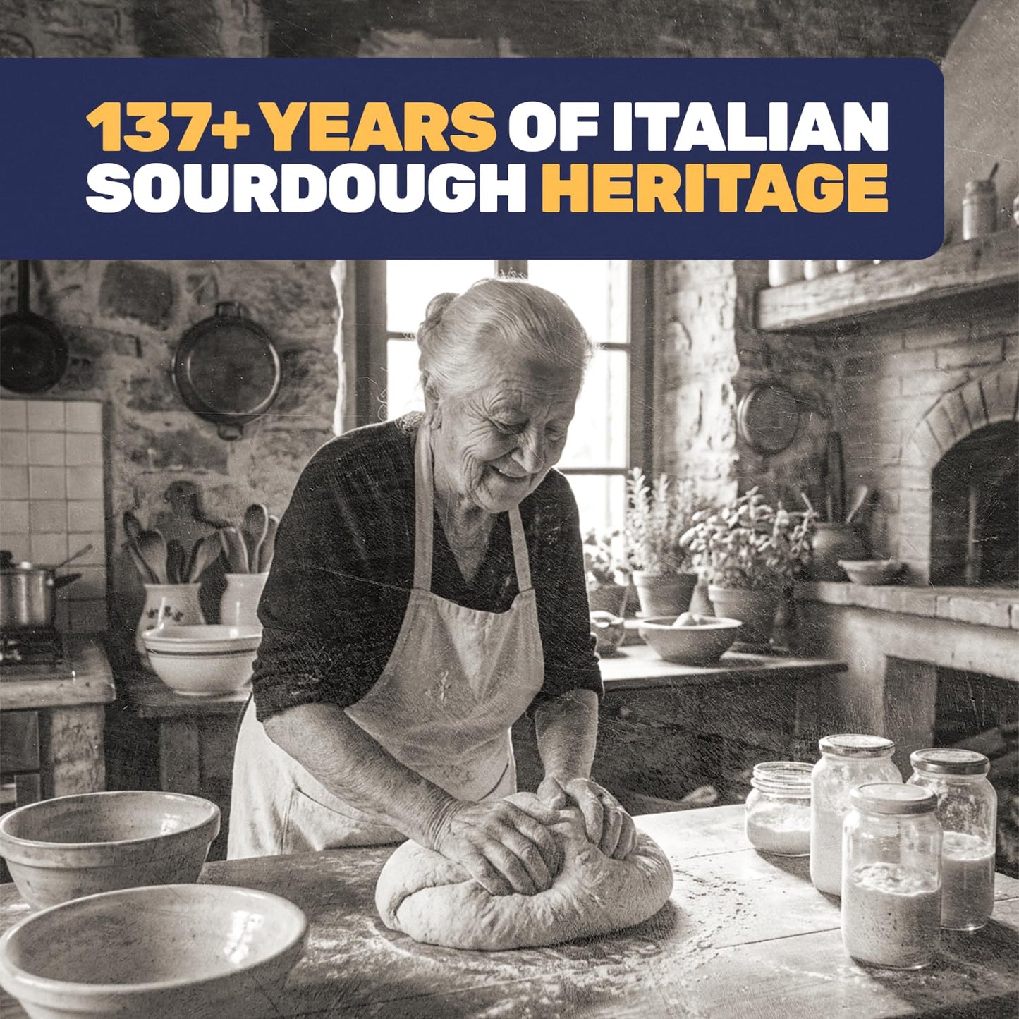 Dehydrated Sourdough Starter - Mama Blue Artisan Sourdough Bread with 137+ Years Italian Heritage | Non-GMO Sourdough Starter Option | Live Culture | Beginner Friendly | Perfect for Bread  Bagels & Pizza Dough | 10g