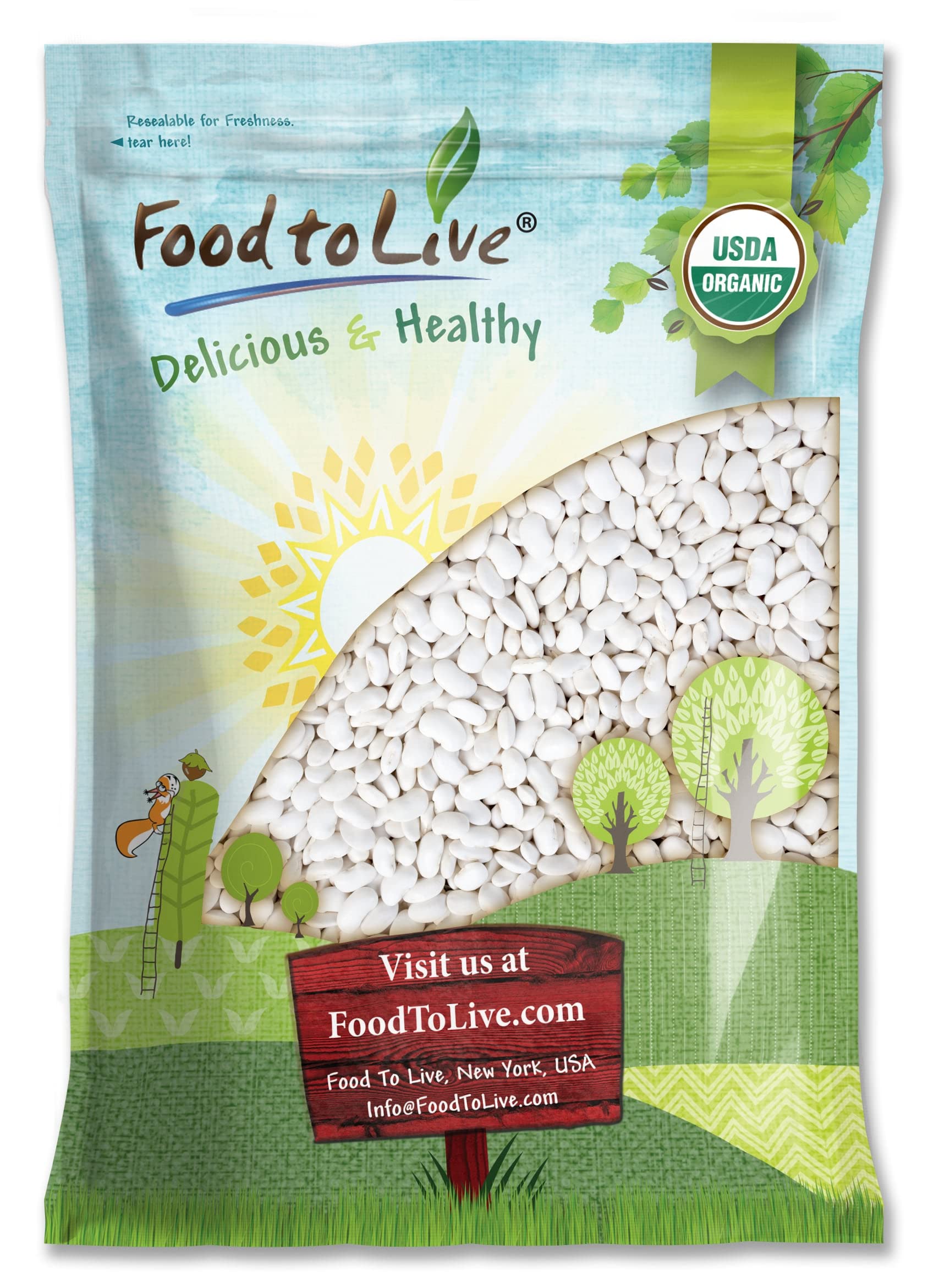 Food To Live Organic Great Northern Beans, 10 Pounds – Dried, Non-Gmo, Kosher, Raw, Sproutable, Bulk Seeds, Product Of The Usa