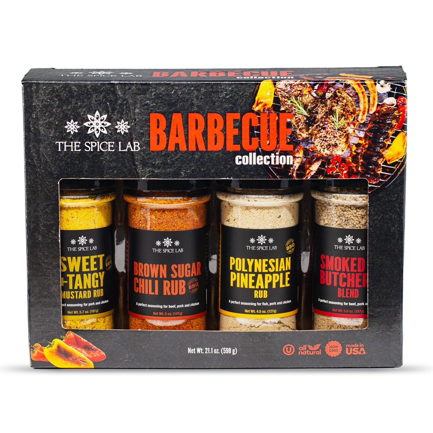 The Spice Lab Barbecue Gift Set - Gourmet Grilling Seasoning Collection, 4 Ounce (Pack of 4)