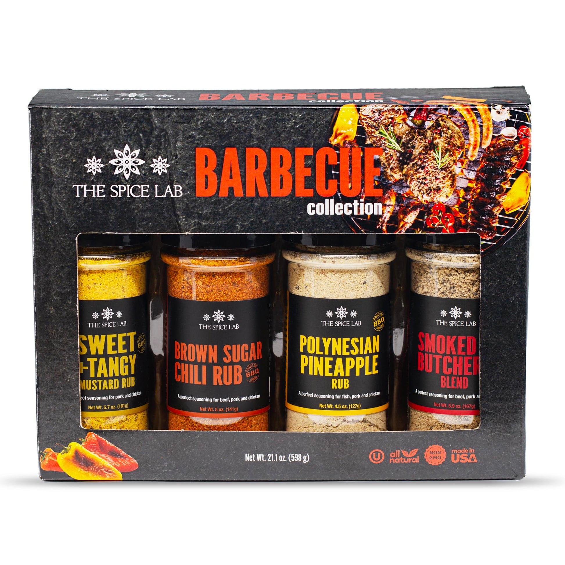 The Spice Lab Barbecue Gift Set - Gourmet Grilling Seasoning Collection, 4 Ounce (Pack of 4)
