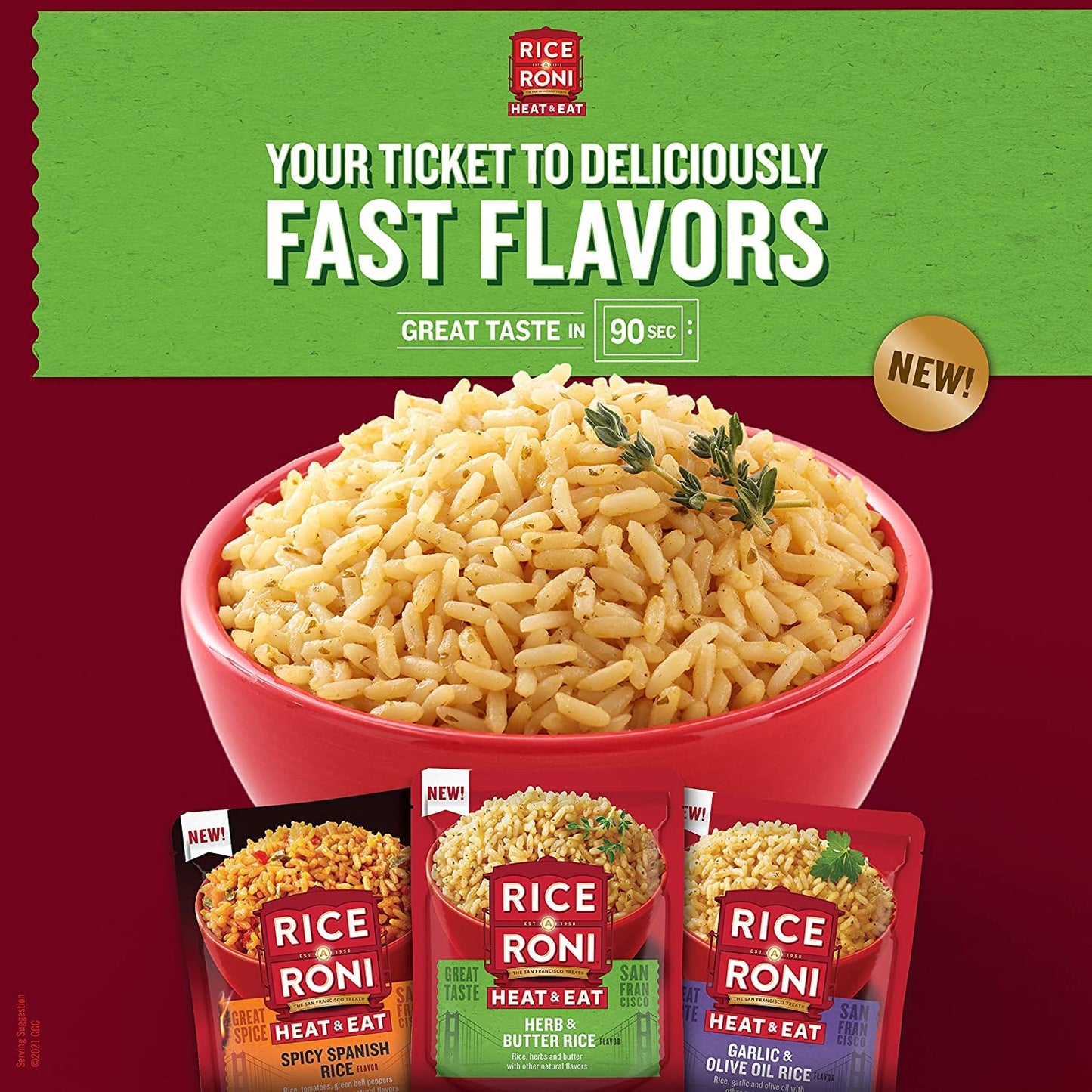 Rice-A-Roni Heat & Eat Rice, Chicken Flavor, 8.8 oz (Pack of 8), Quick Cook, Convenient Microwaveable Meal