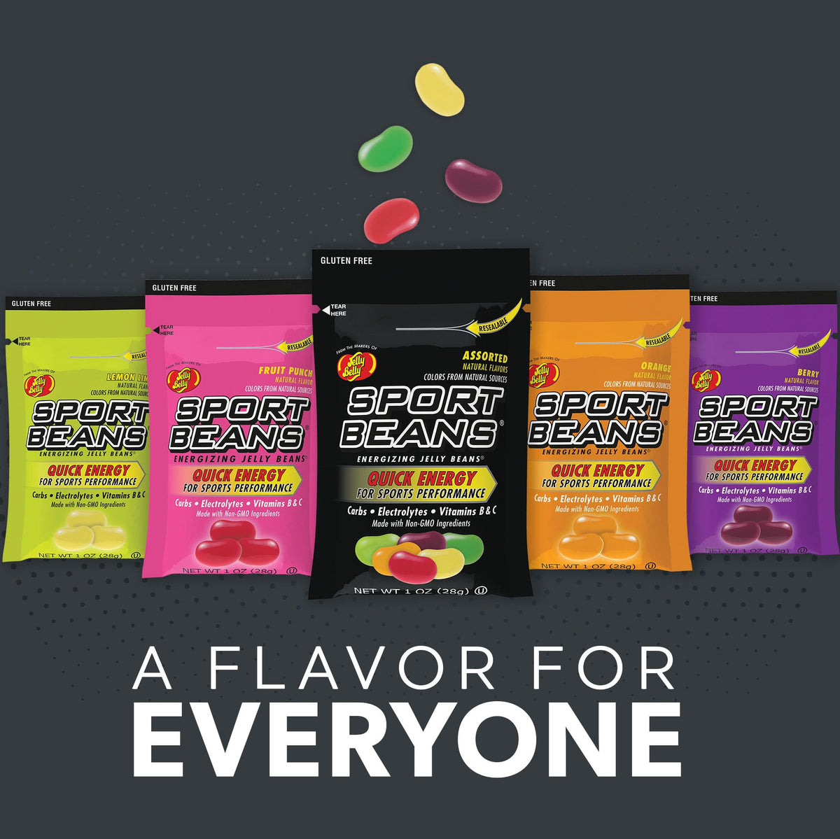 Jelly Belly Extreme Sport Beans, Caffeinated Jelly Beans, Assorted Flavors, 24 Pack, 1-oz Each