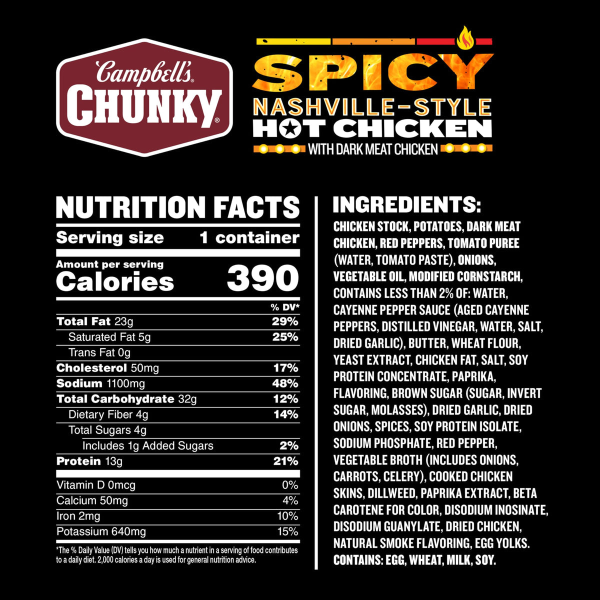 Campbells Chunky Spicy Nashville-Style Hot Chicken Soup, 15.25 oz Bowl (8 Pack)