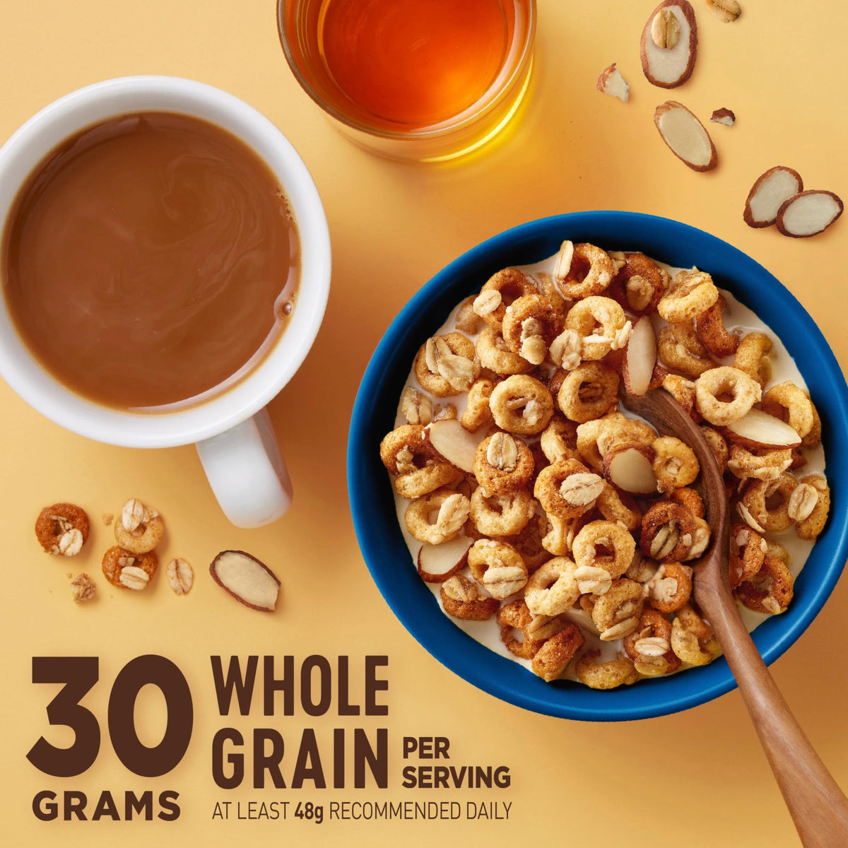 Cheerios Oat Crunch Almond Breakfast Cereal, Made with Whole Grain, Large Size, 18.2 oz