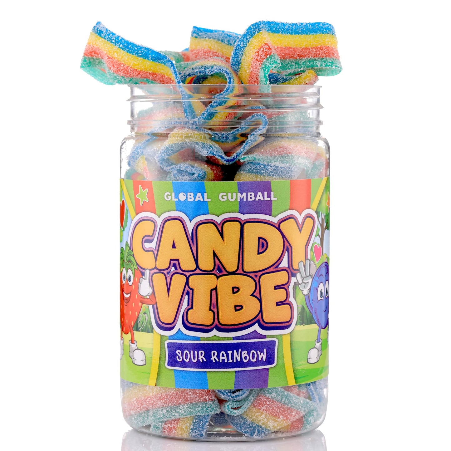 Sour Belts Candy - Rainbow Candy Sour Layers - 0.55 Lb Jar Of Sour Layers Candy - Sour Rainbow Belts- Peanut Free - Great As Movie Theater Candy For Kids