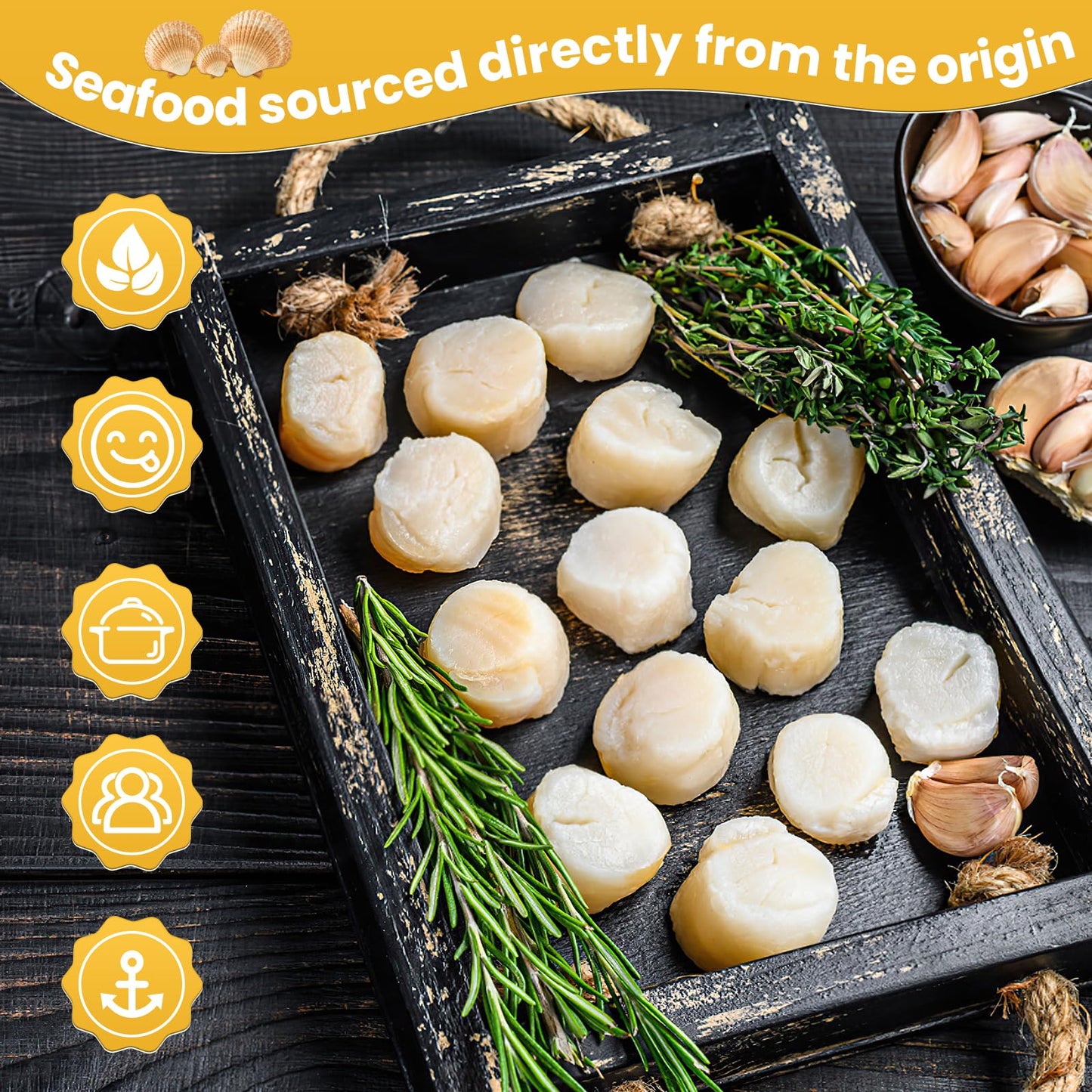 Oceanzen:Premium Frozen Seafood Premium 10 To 20 Count Per Pound Dry Sea Scallops(8 Lb)