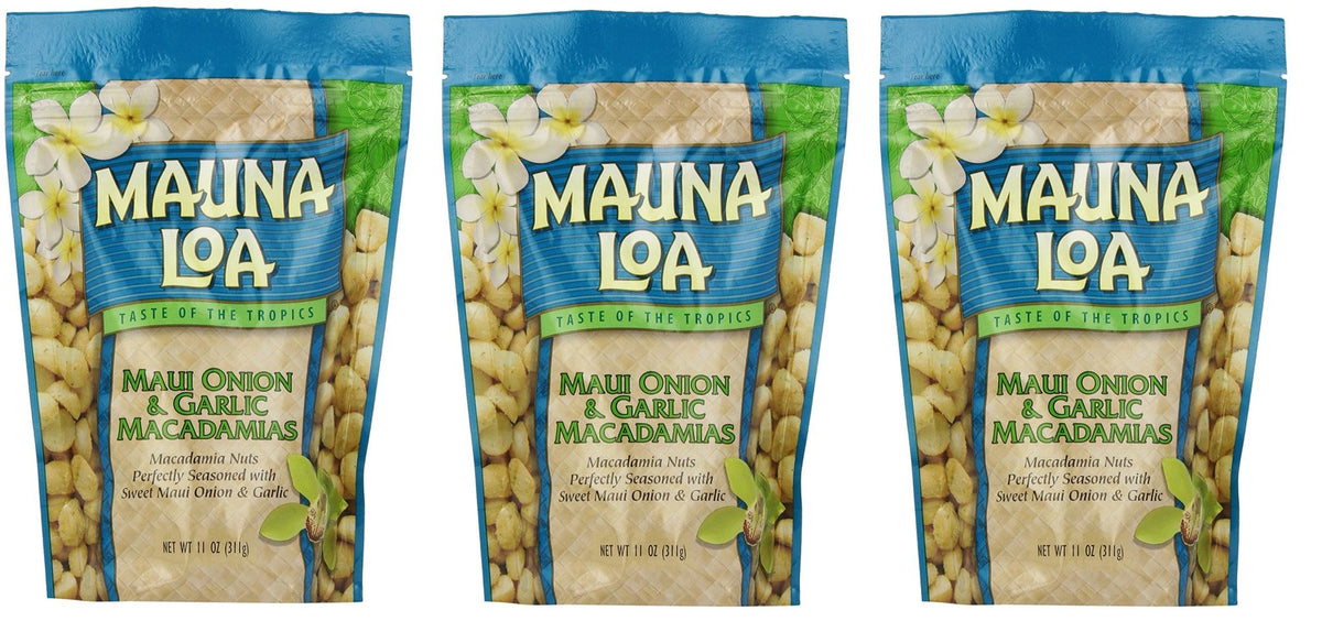 Mauna Loa Macadamias, zsZwTb 3 Pack (Maui Onion and Garlic)