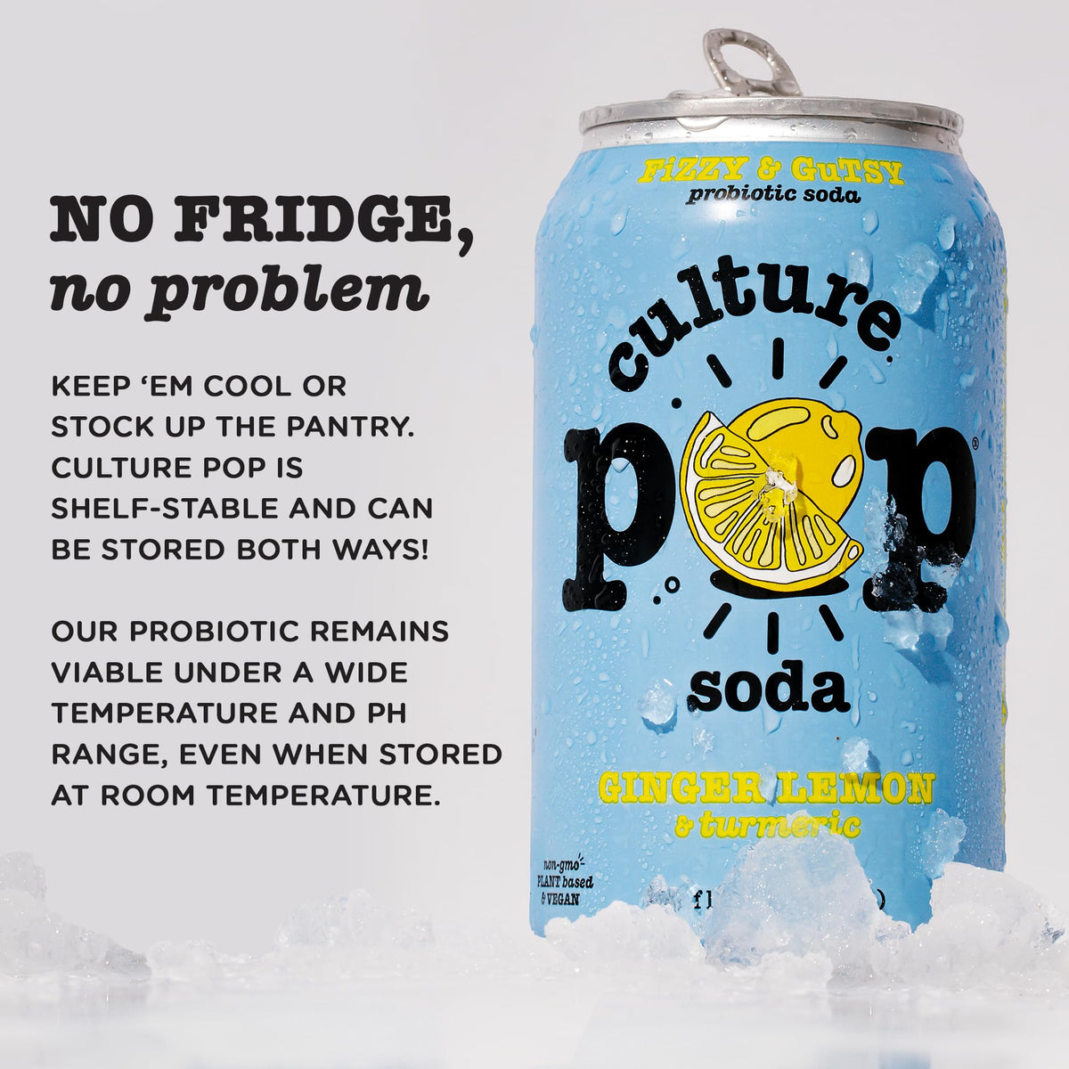 Culture Pop Soda Sparkling Probiotic Drink, Vegan Soda for Gut Health, Non-GMO, GF, No Added Sugar, 12 Pack, 12 Fl Oz Cans, Zest
