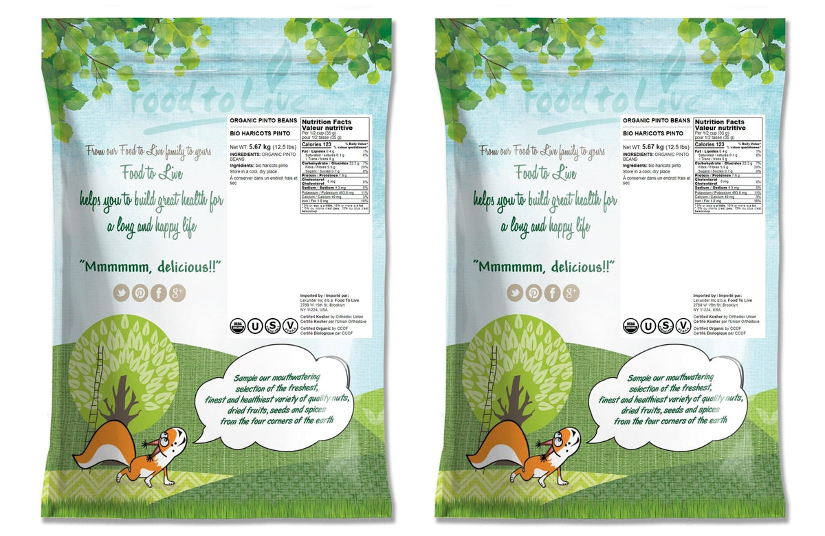 Food To Live Organic Pinto Beans, 25 Pounds, Non-Gmo, Frijioles Pintos, Whole Dried Beans, Sproutable, Vegan, Kosher, High In Ir