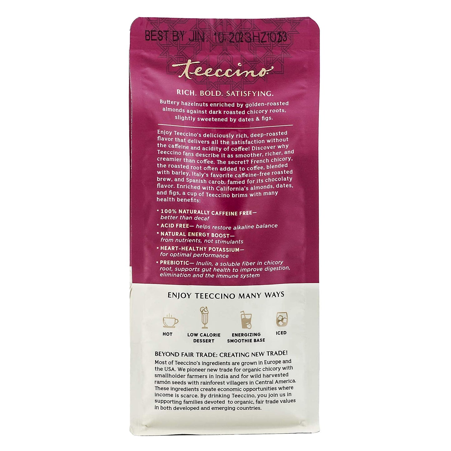 Teeccino Hazelnut Ground Herbal Coffee, Caffeine Free, Medium Roast, 11 Ounce, Model TEE80060
