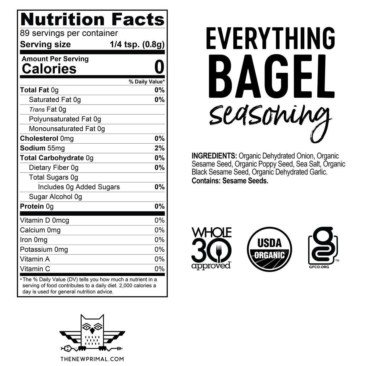 The New Primal THE NEW PRIMAL Organic Everything Bagel Seasoning, 2.5 OZ