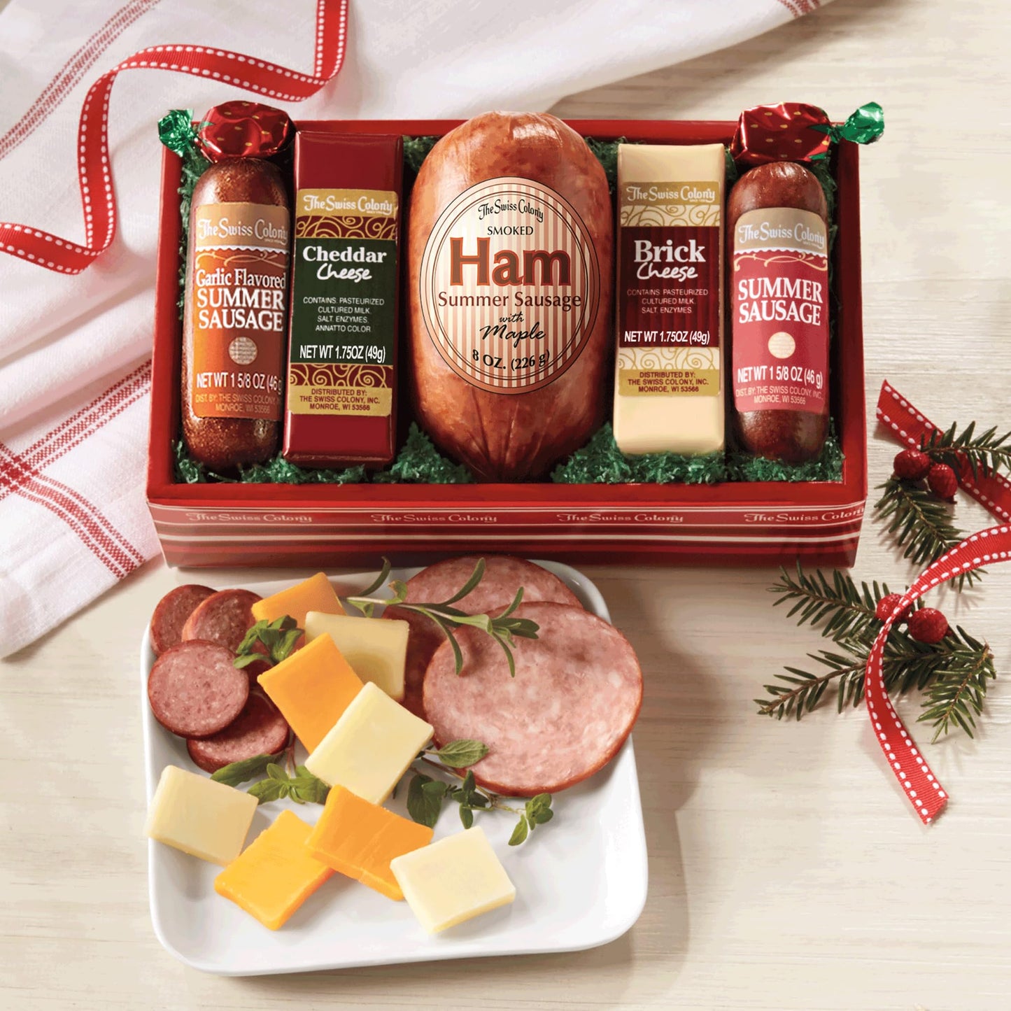 The Swiss Colony High 5 Assorted Summer Sausages and Cheeses Meats and Cheeses Gift Basket