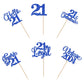 Rssta i 24 Pack Cupcake Toppers Glitter Blue - Twenty One Cheers to 21 Years Cake Decorations for 21st Birthday Party Supplies