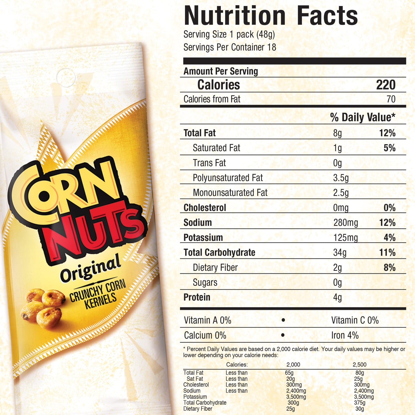 CORN NUTS Original Crunchy Corn Kernels Snack, 18 Count(Pack of 2)