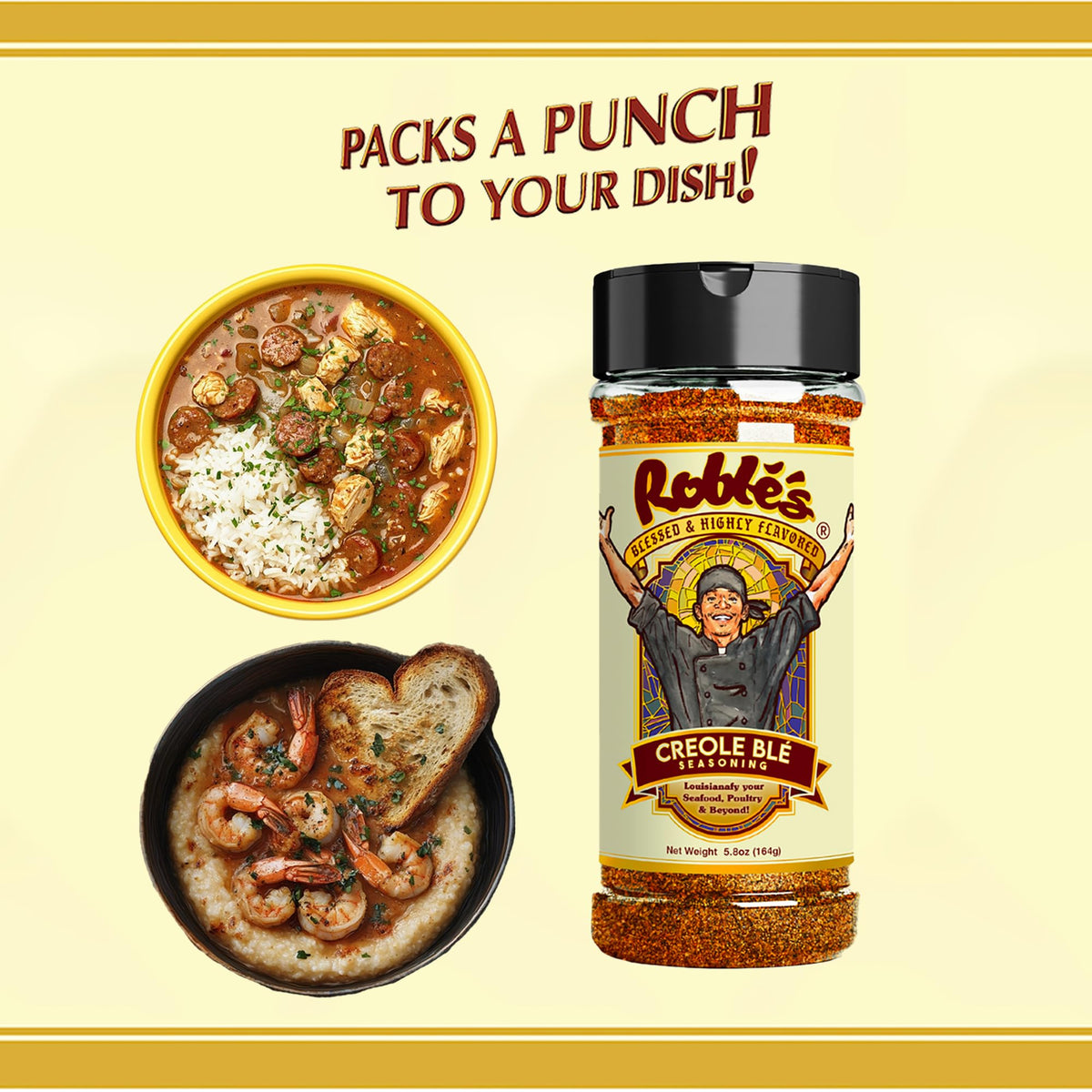 BLESSED AND HIGHLY FLAVORED Creole Blé Seasoning, Gluten-Free, Low Sodium, 5.8 Ounce