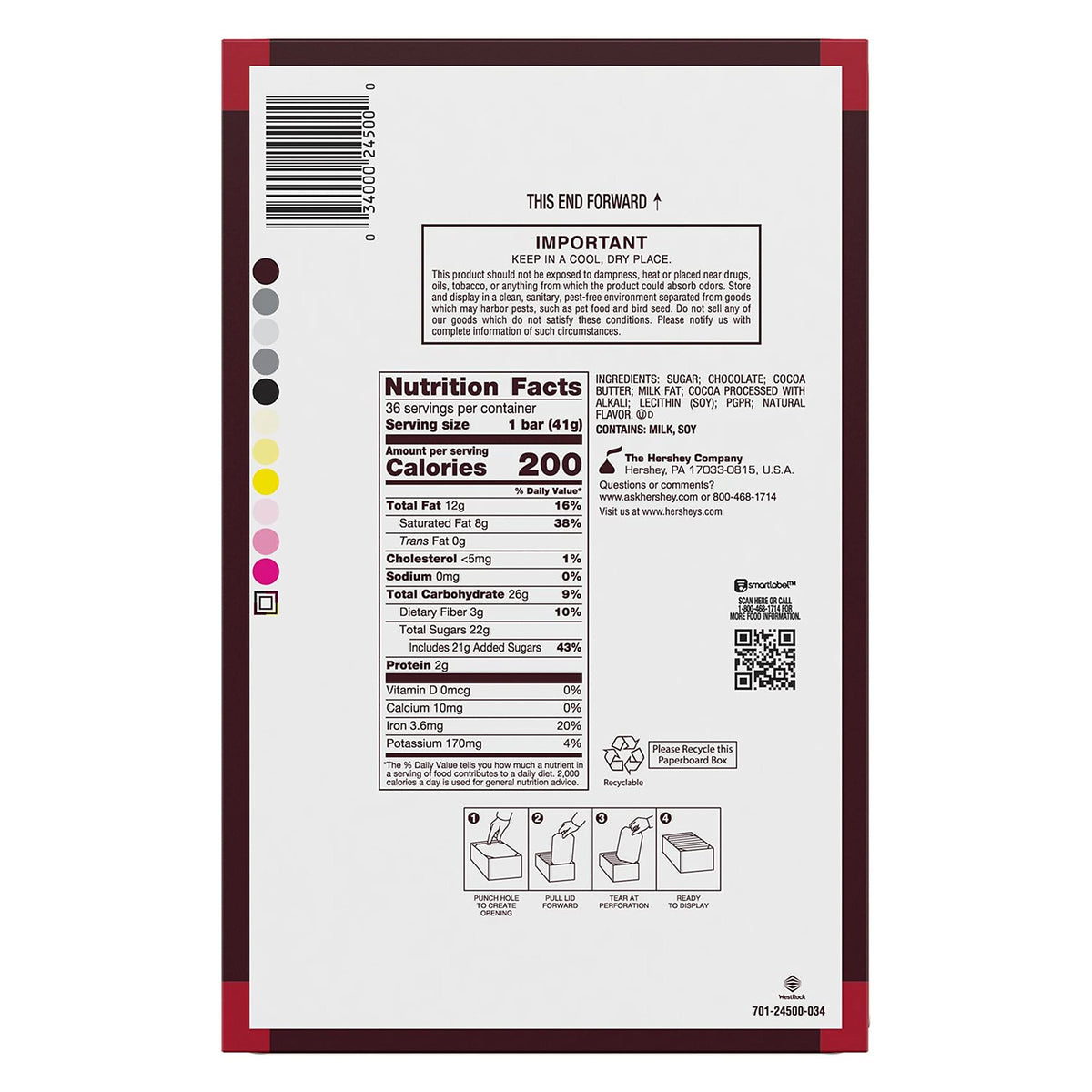 HERSHEYS SPECIAL DARK Mildly Sweet Chocolate Candy Bars, 1.45 oz (36 Count)