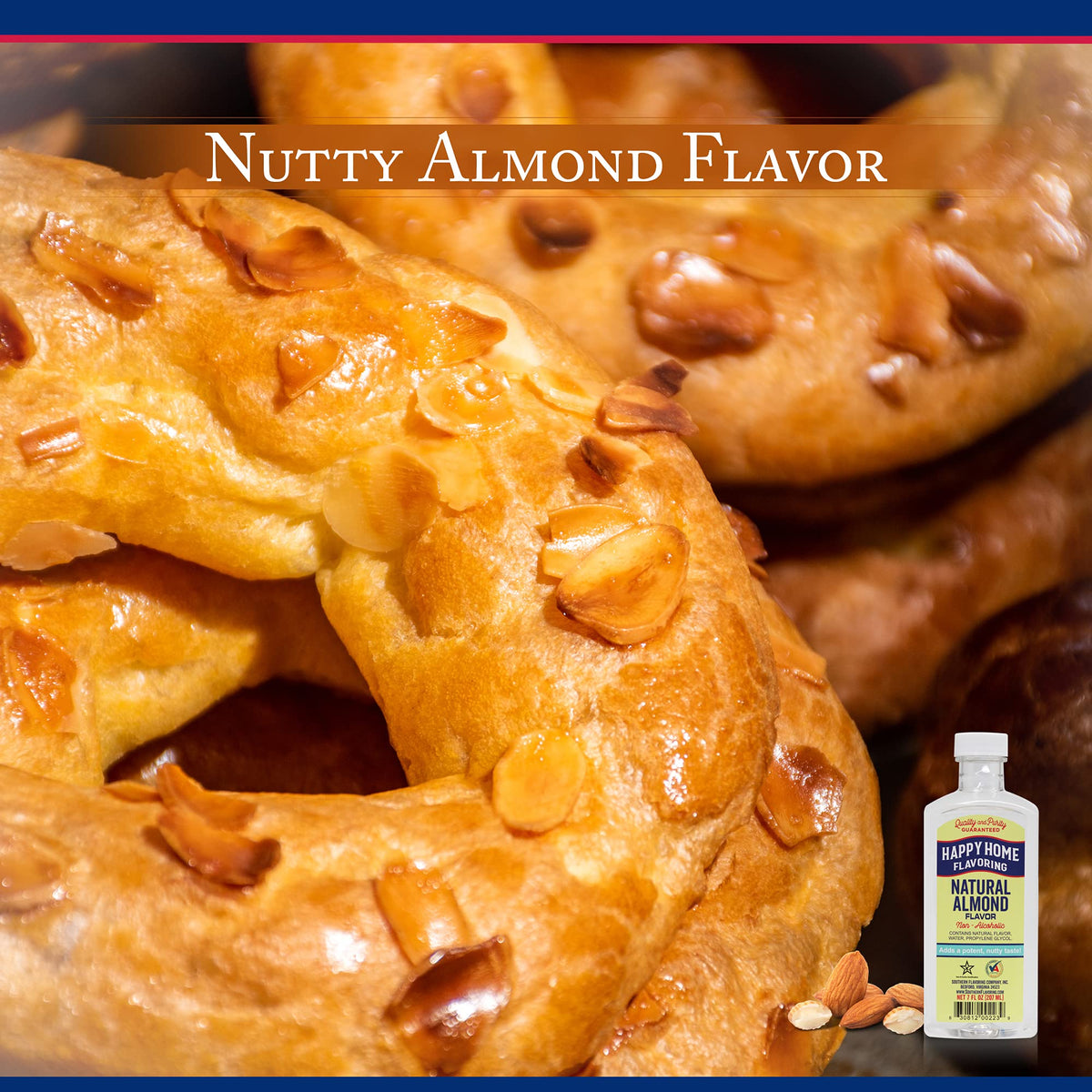 Happy Home Almond Flavoring Non-  ic 7 oz - Certified Kosher, Natural Ingredients