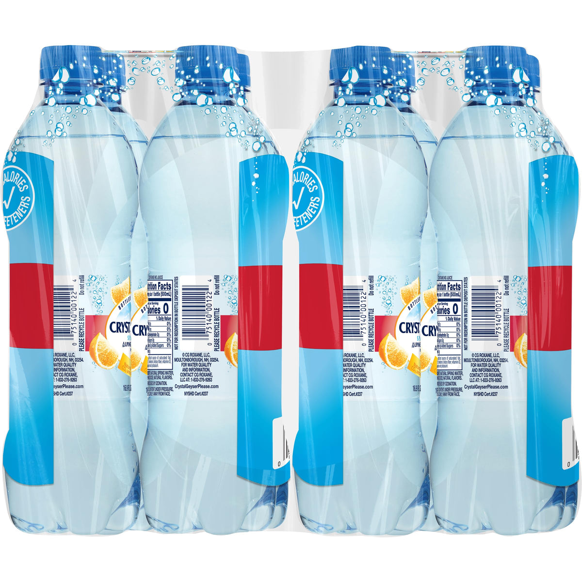 Crystal Geyser Sparkling Orange Alpine Natural Spring Water, 24-Pack, 16.9oz Bottles, Zero Calories and No Sweeteners, Naturally