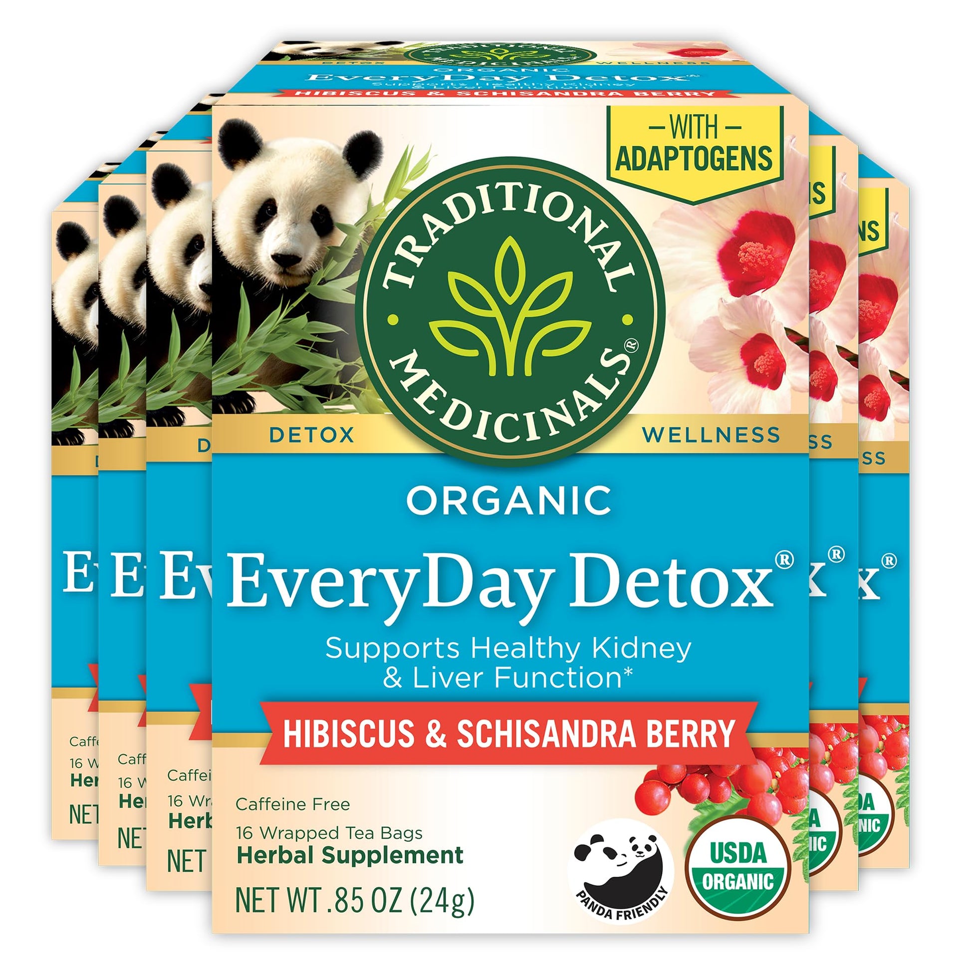 Traditional Medicinals Organic EveryDay Detox Tea, 16 Bags (Pack of 6) (Packaging may vary)