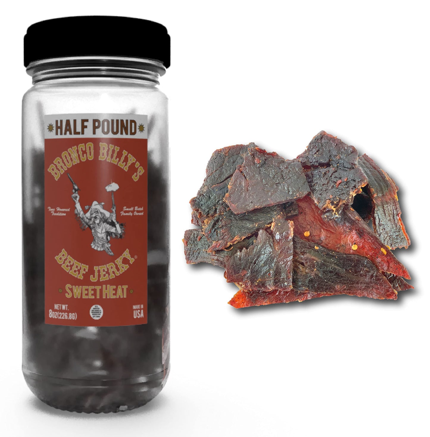 Bronco Billy'S Beef Jerky Sweet Heat Half Pound Jar