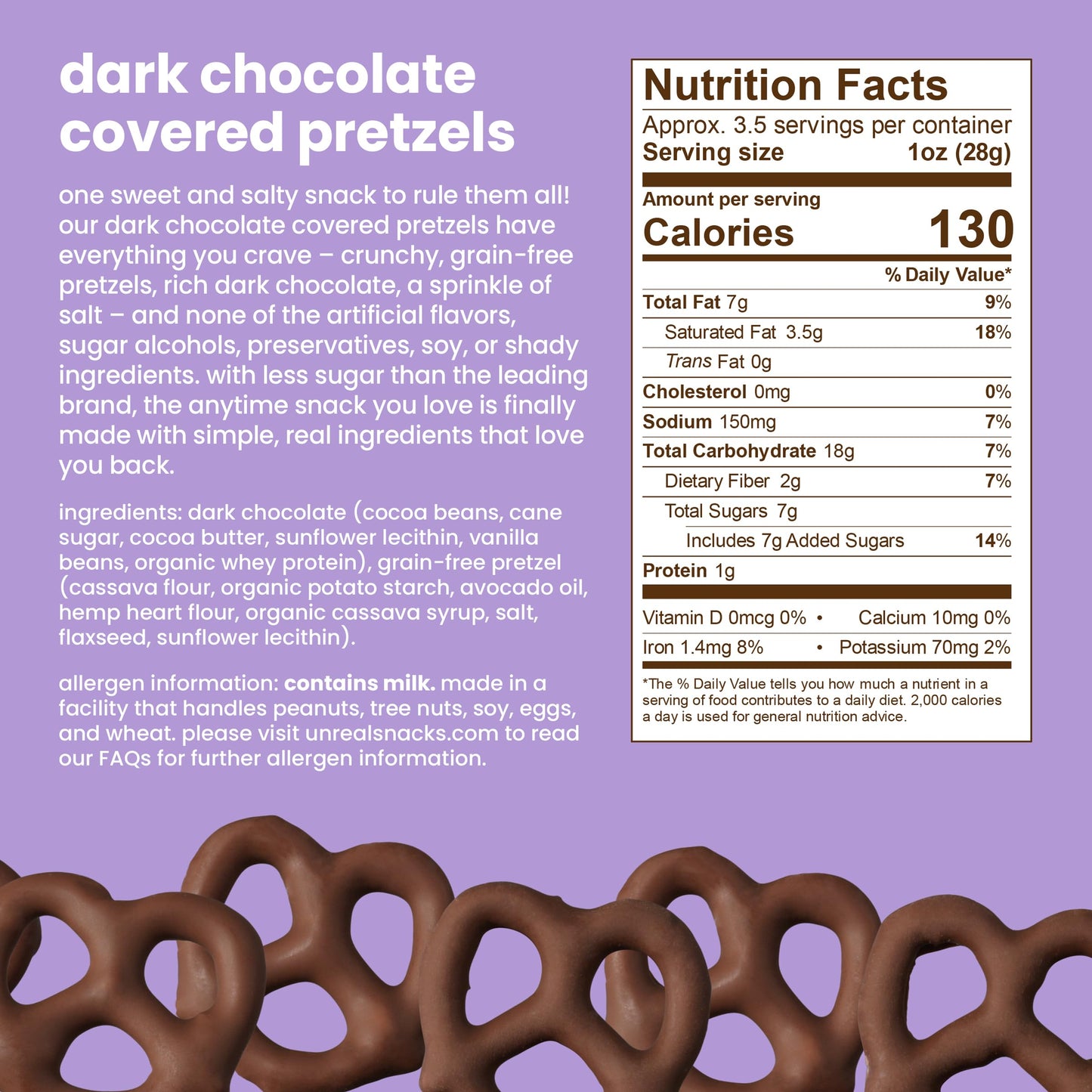UNREAL Dark Chocolate Covered Pretzels, 3.5 OZ