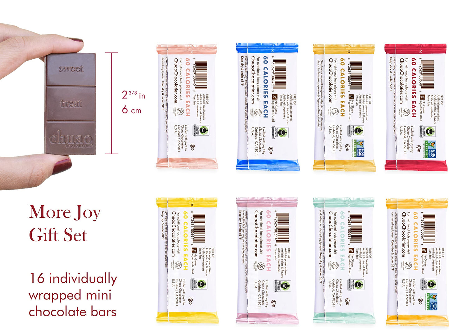 Chuao Chocolatier Assorted Mini Gourmet Chocolate Bars Gift Box - 16 Count Sampler of Milk & Dark Chocolate