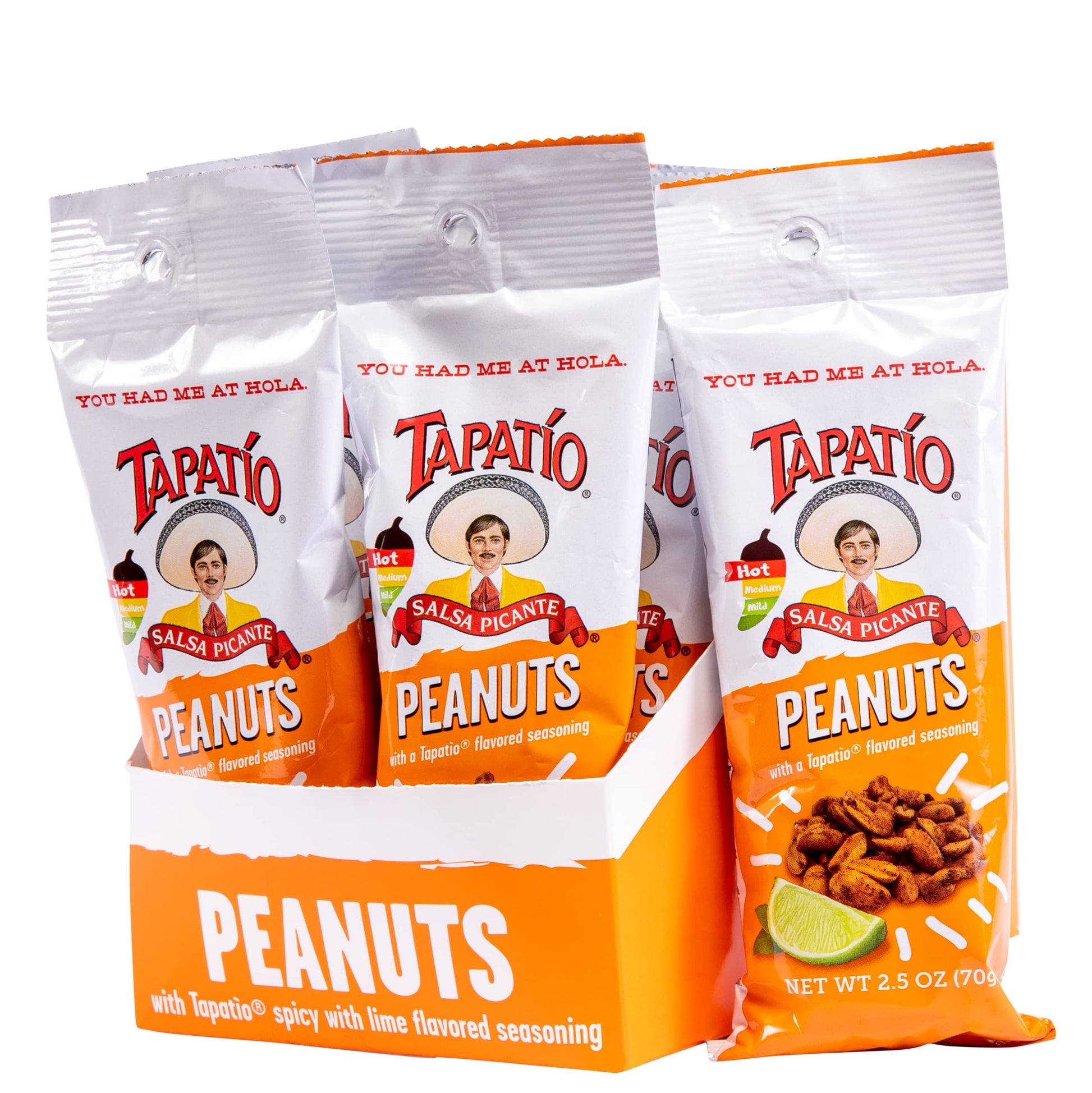 Straight Up Nuts Tapatio Peanuts – Spicy Snack, Salted, Travel Size, 1.5 oz Bags, 12-Pack