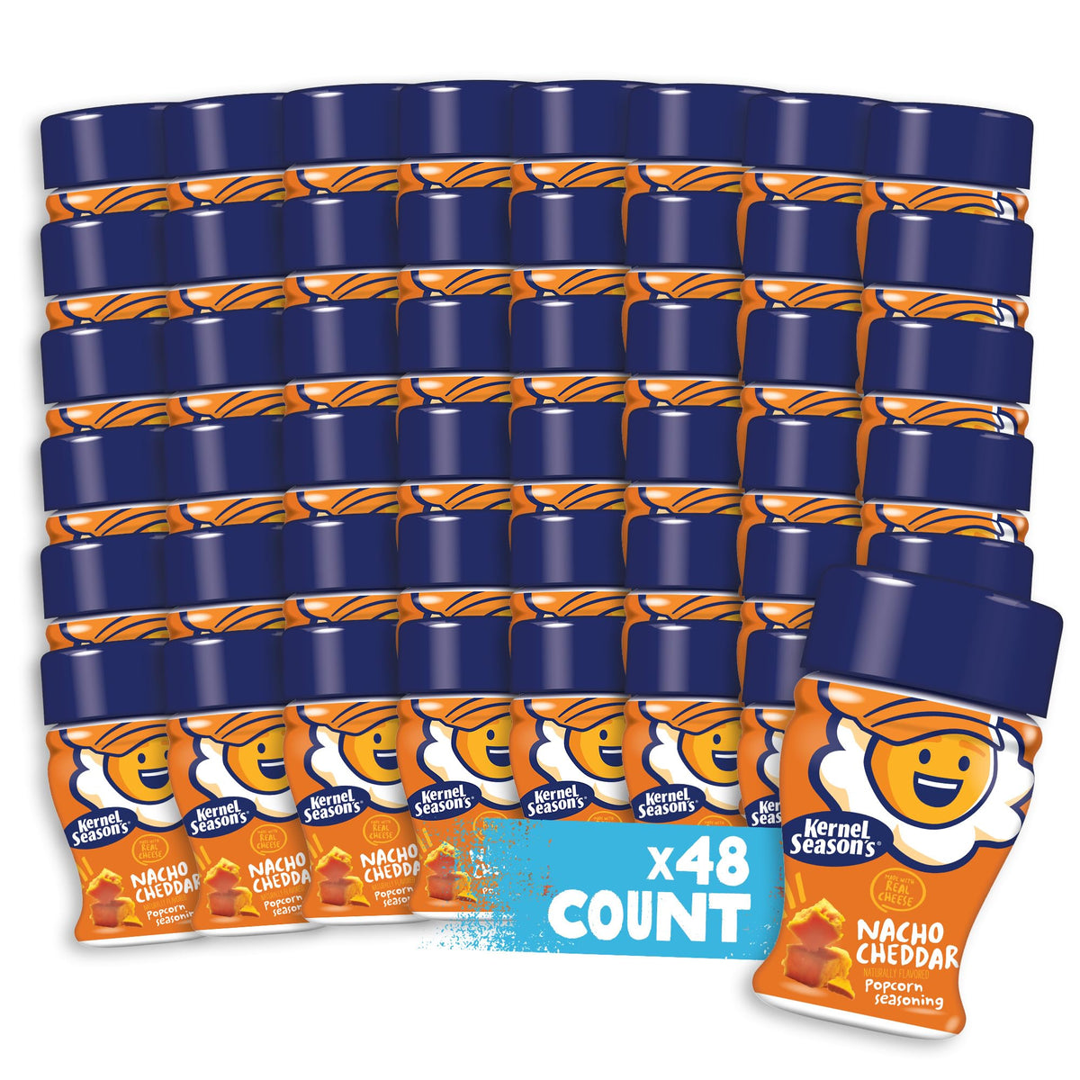 Kernel Seasons Popcorn Seasoning Mini Jar, Nacho Cheddar, 0.9 Oz (Pack of 48)