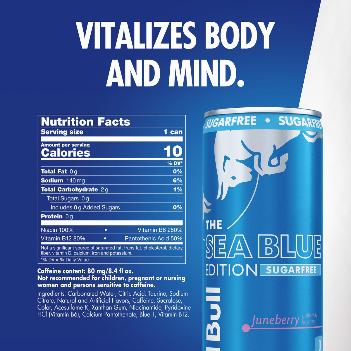 Red Bull Sugar-Free Energy Drink, Juneberry, 80mg Caffeine, 8.4 Fl Oz, Pack of 24 Cans