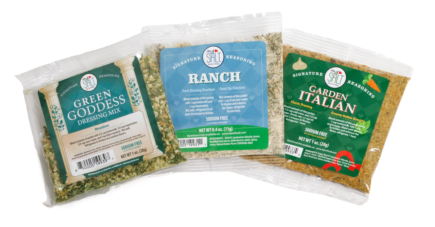 Mysalt Ranch Dressing Mix – 3 Pack – Sodium-Free Restaurant-Style Ranch Seasoning Packets – Just Add Buttermilk & Mayo – Low Sodium Dip Or Dressing