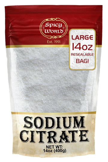 Sodium Citrate Powder 14 Ounce - Food Grade  Non-GMO - Emulsifier for Cheese  Spherification  and Molecular Gastronomy Cooking