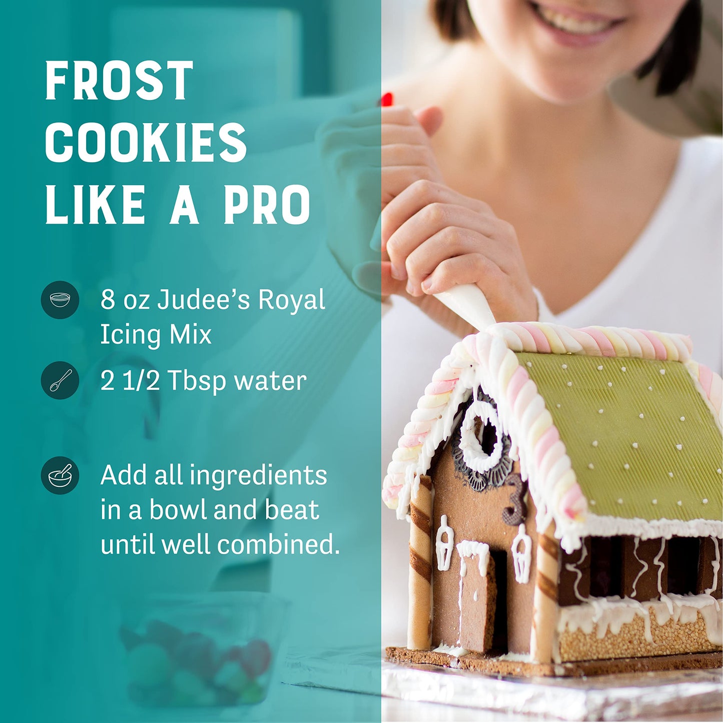 Judees Royal Icing Mix - Non-GMO, Gluten-Free - 8 oz for Baking and Decorating Cookies