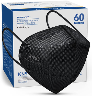 Boncare Kn95 Face Masks, Black Kn95 Masks 60 Pack, 5-Layer Face Masks