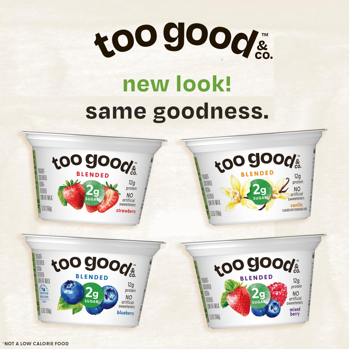 Too Good & Co. Strawberry Flavored Greek Yogurt Cultured Product, 5.3 OZ Cups
