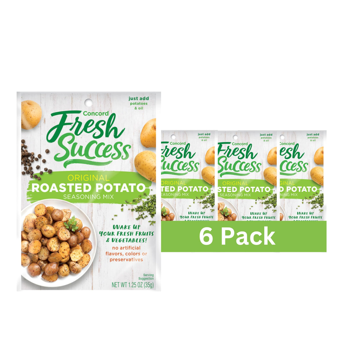 Concord Foods Original Roasted Potato Seasoning Mix: Elevate Your Potatoes With Spices, Garlic, And Herbs - Simply Mix, Bake, And Serve For Deliciously Flavorful (1.25 Oz Pack Of 6)