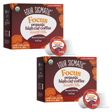 Four Sigmatic Mushroom Coffee K-Cups, Organic Dark Roast, Focus & Immune Support, Vegan & Keto, 48 Count