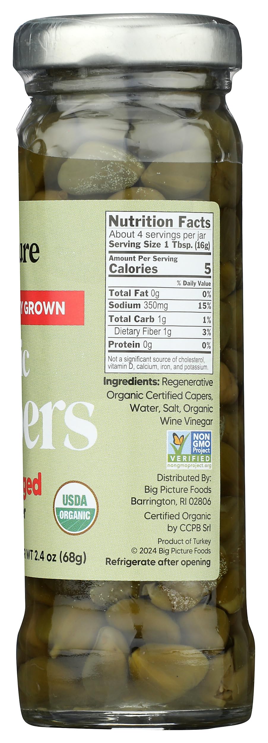 Big Picture Foods Organic Wild Foraged Capers  3.5 Oz
