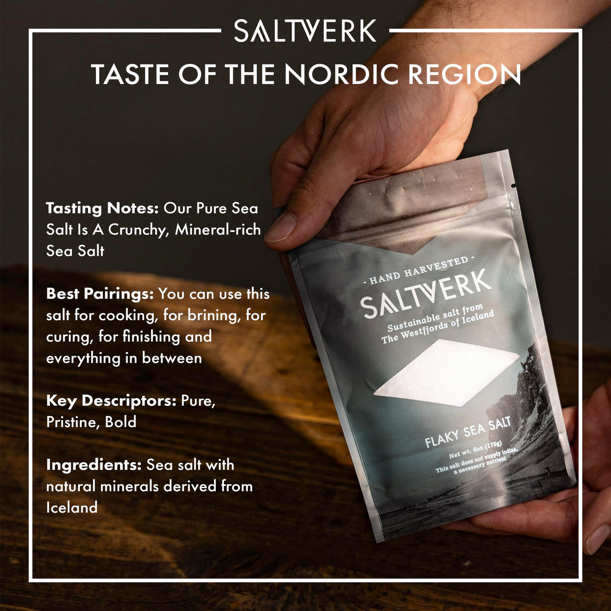 Saltverk Sea Salt - Gourmet  Icelandic  Hand Harvested and Sustainably Made - Flaky 6 Oz
