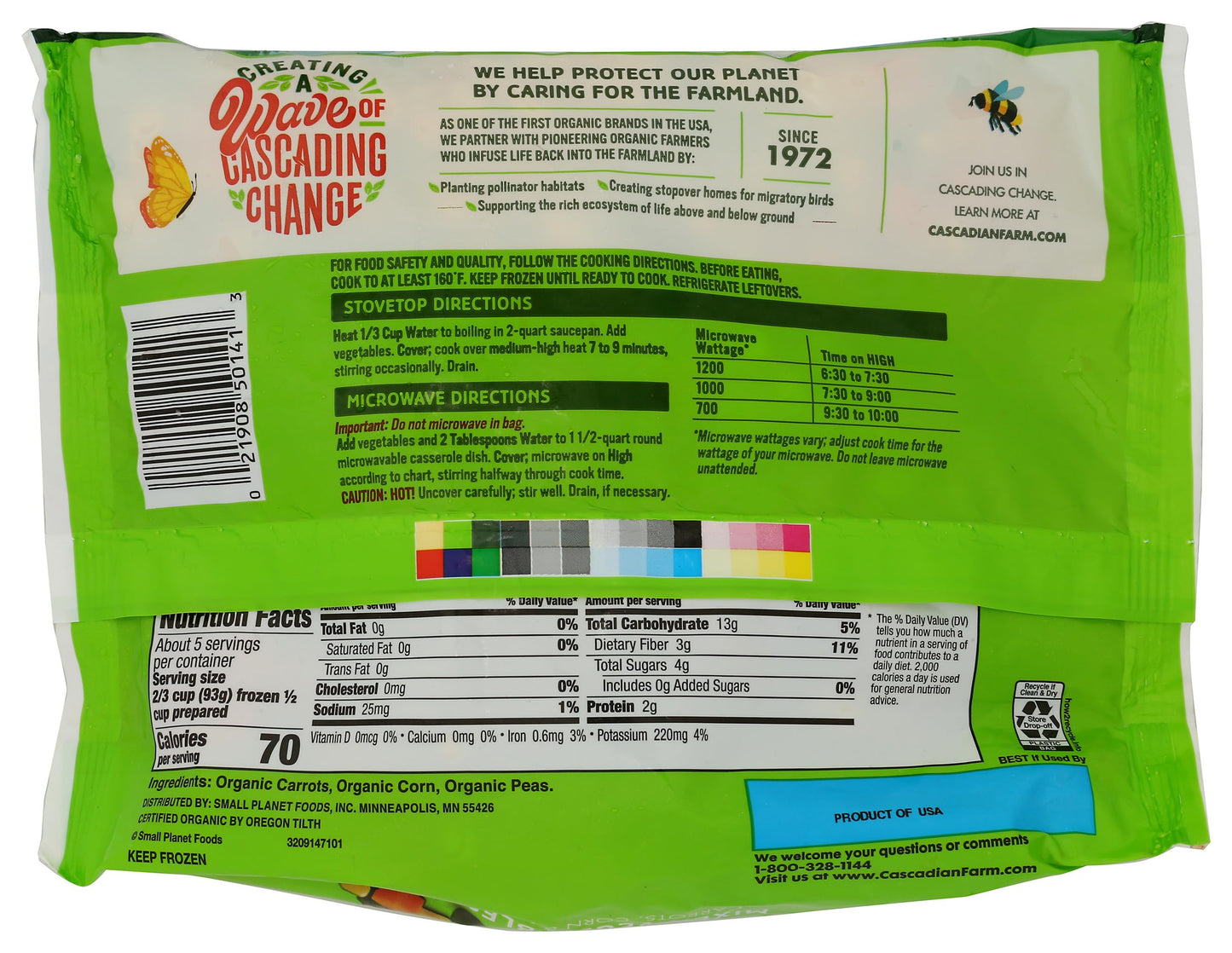 Cascadian Farm Organic Mixed Vegetables with Carrots, Corn and Peas, Frozen Vegetables, 16 oz Bag