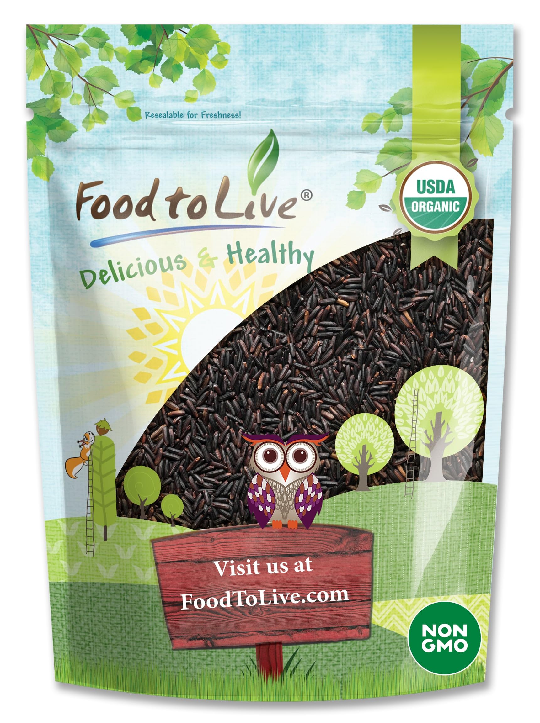 Food To Live Organic Black Rice  3 Pounds - Whole Grain Non-Gmo Rice. Nutty And Sweet Flavor. Rich In Antioxidants And Dietary Fiber. Kosher  Vegan.