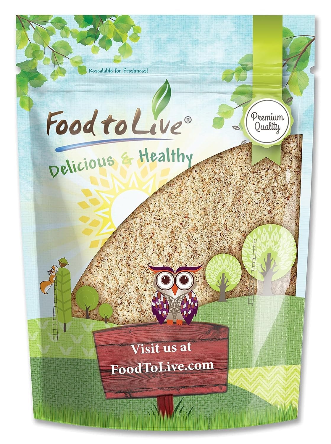 Food to Live California Unblanched Almond Flour, 1 Pound - Natural Meal, Finely Milled with Skin On, Raw Kosher Vegan Keto Paleo