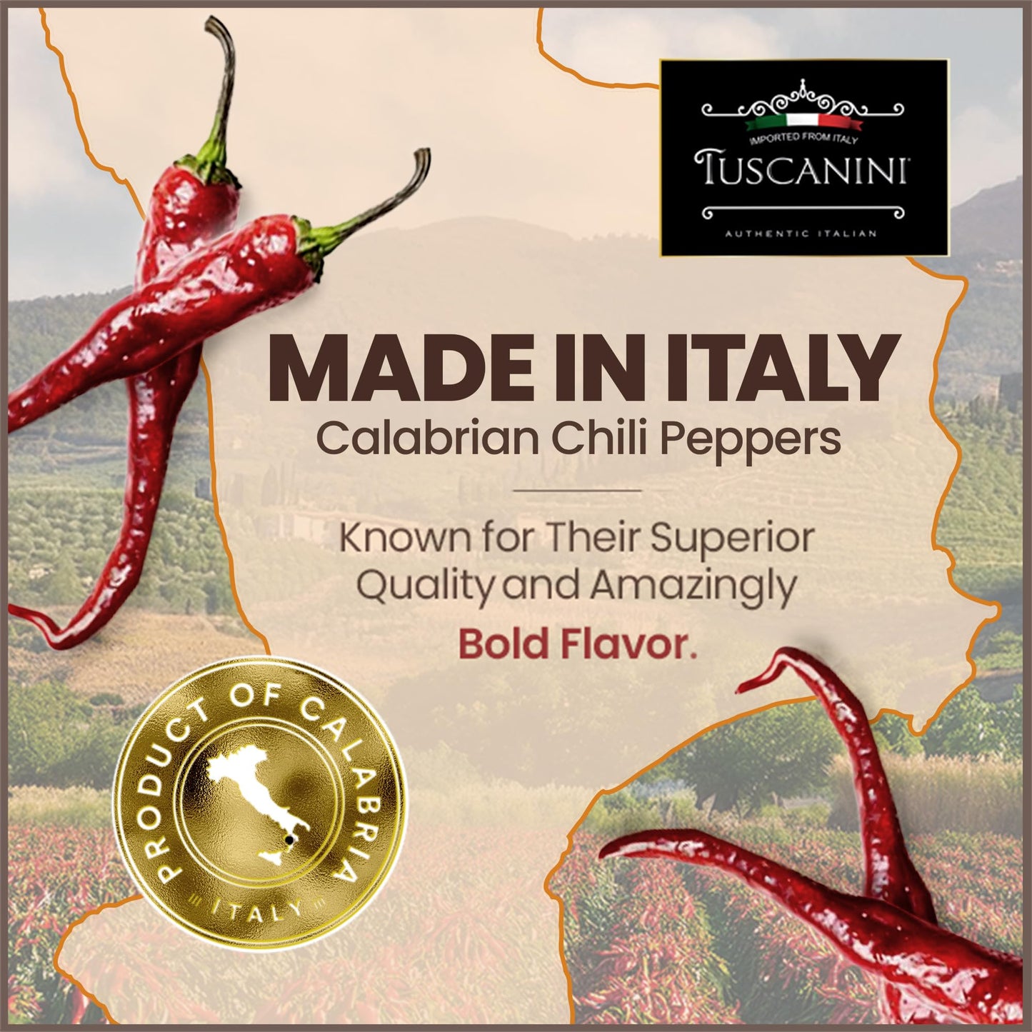 Tuscanini Premium Italian Chopped Calabrian Chili Peppers In Sunflower Oil, 10.9 Oz (2 Pack) | All Natural | Nothing Artificial